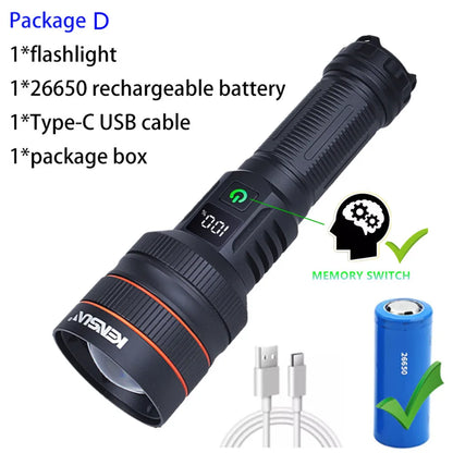 KENSUN Long-Range USB-C Tactical LED Flashlight