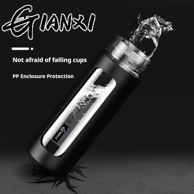 GIANXI 380ML Portable Glass Teacup – Anti-Scald & Durable
