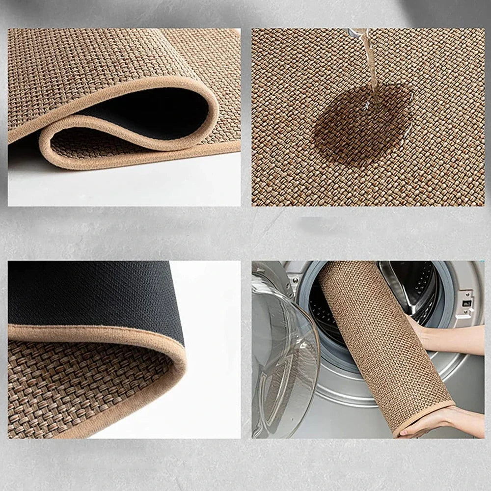 Non-Slip Washable Kitchen Rug – Faux Sisal Runner