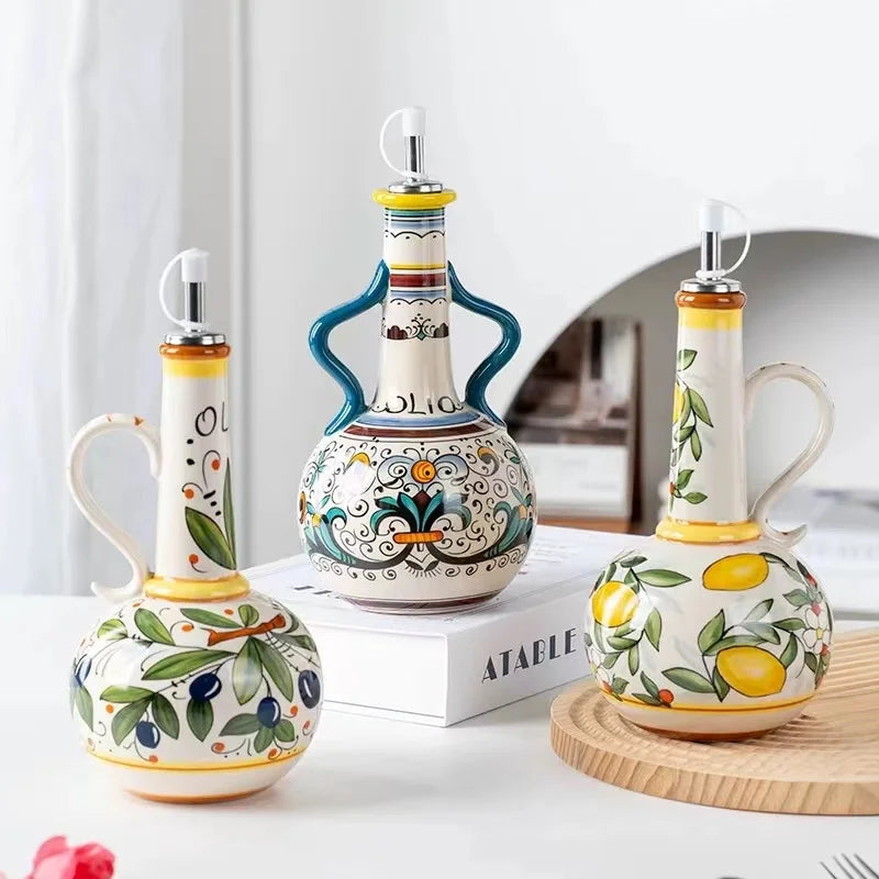 BPA-Free Ceramic Olive Oil & Vinegar Bottle – Stylish Kitchen Dispenser