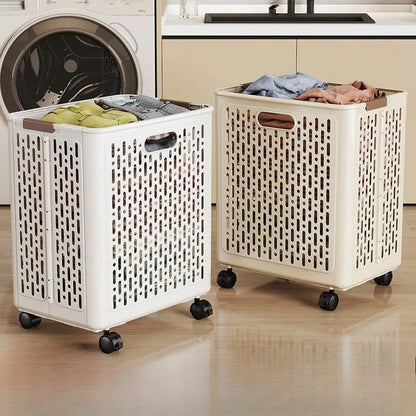 Foldable Laundry Basket with Wheels – Large Rolling Clothes Hamper