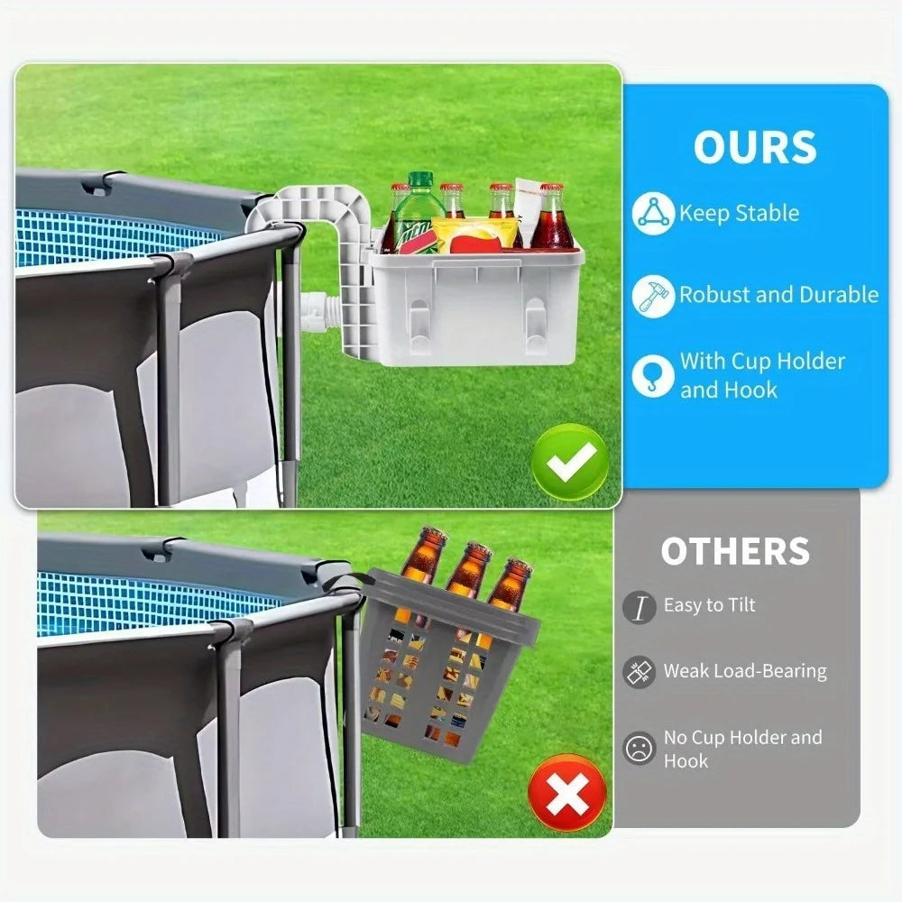 Poolside Organizer Basket with Cup Holder & Hooks