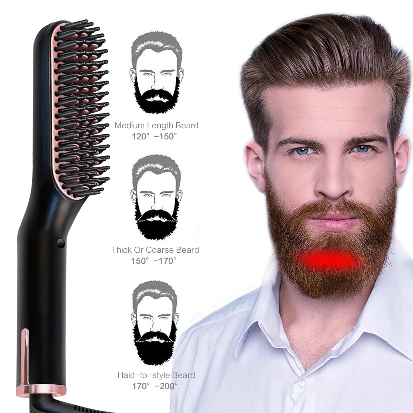 Beard Straightener Comb – Quick Heat Styling Brush