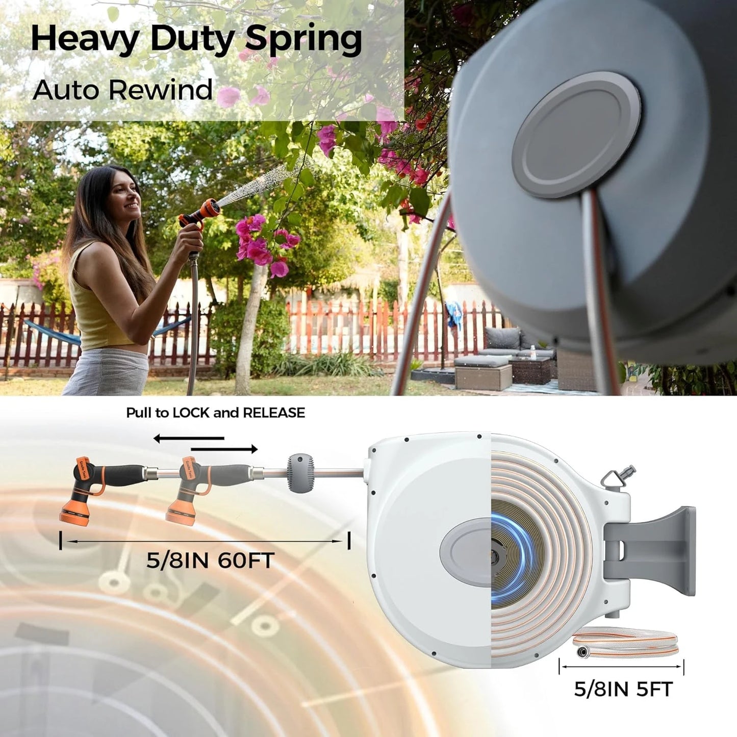 Retractable Garden Hose Reel – High-Pressure Watering Made Easy