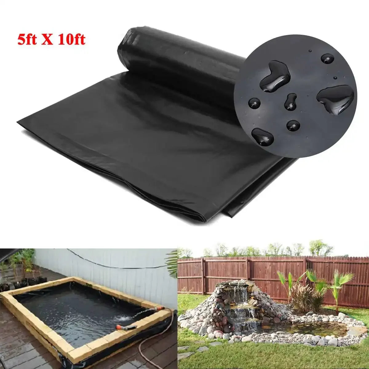 Heavy Duty Waterproof Pond Liner – 5x10ft Durable Garden & Fish Pond Sheet
