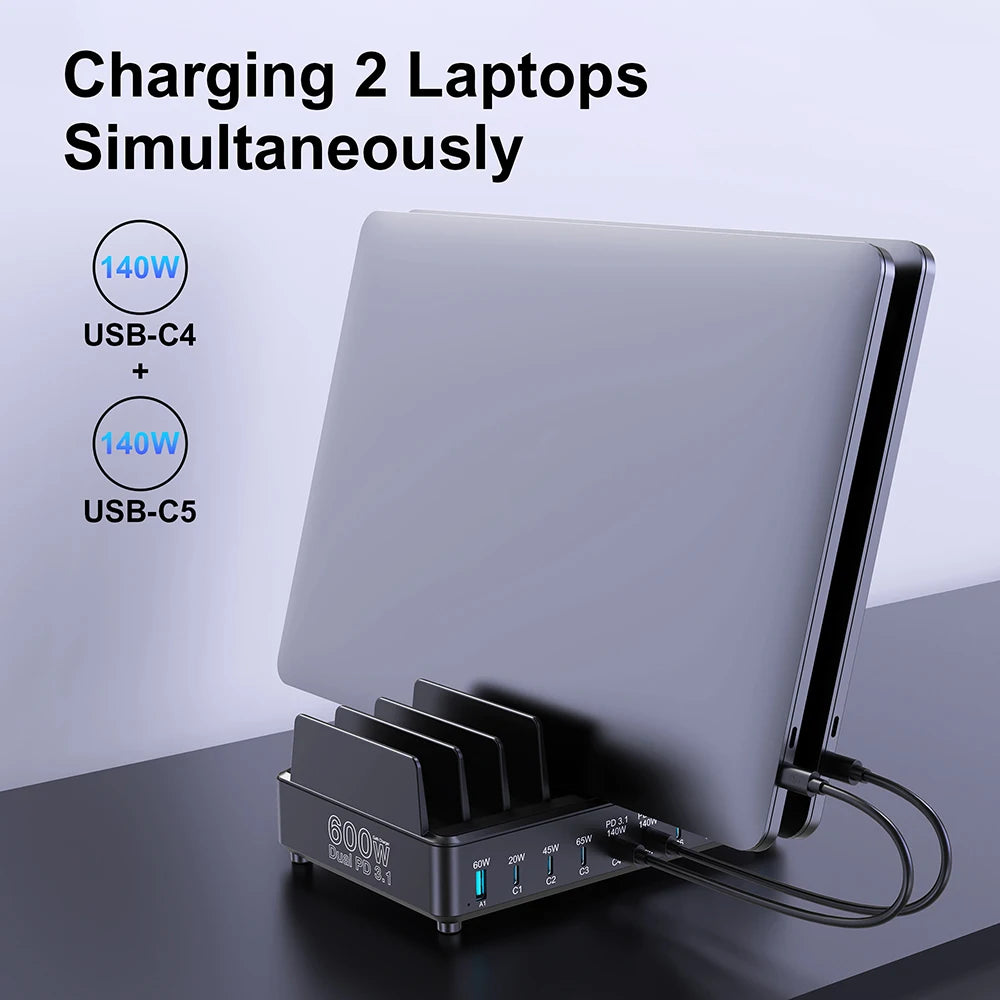 600W 10-Port GaN PD Fast Charging Station