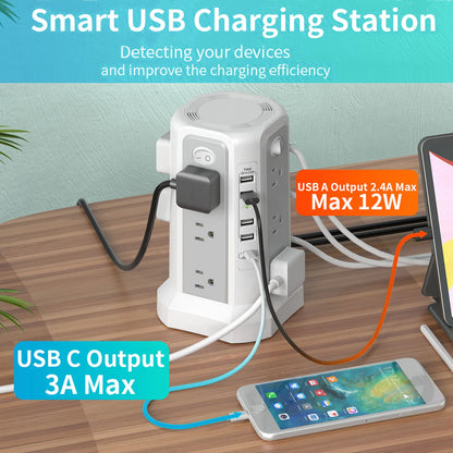 PowerTower 17-in-1 Surge Protector Charging Station