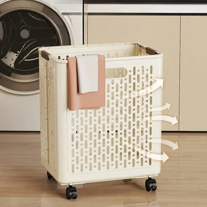Foldable Laundry Basket with Wheels – Large Rolling Clothes Hamper