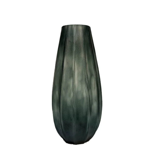 Hand-Ground Smoked Glass Vase – Large Modern Decor