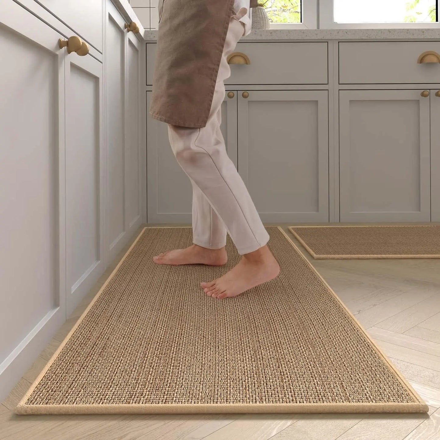 Non-Slip Washable Kitchen Rug – Faux Sisal Runner