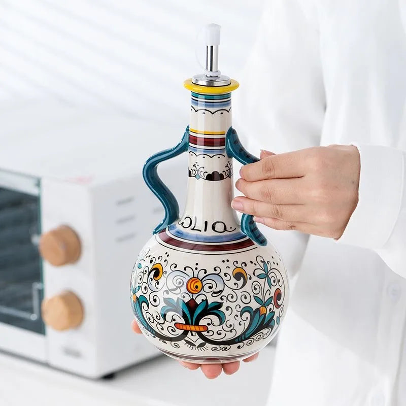 BPA-Free Ceramic Olive Oil & Vinegar Bottle – Stylish Kitchen Dispenser