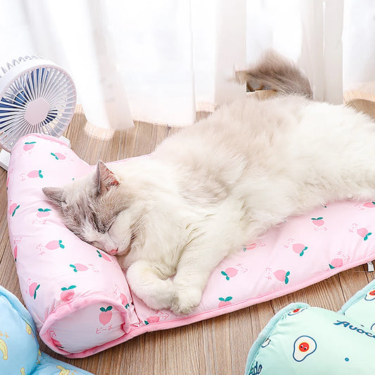 Cooling Pet Mat with Pillow – Non-Slip Comfort for Dogs & Cats