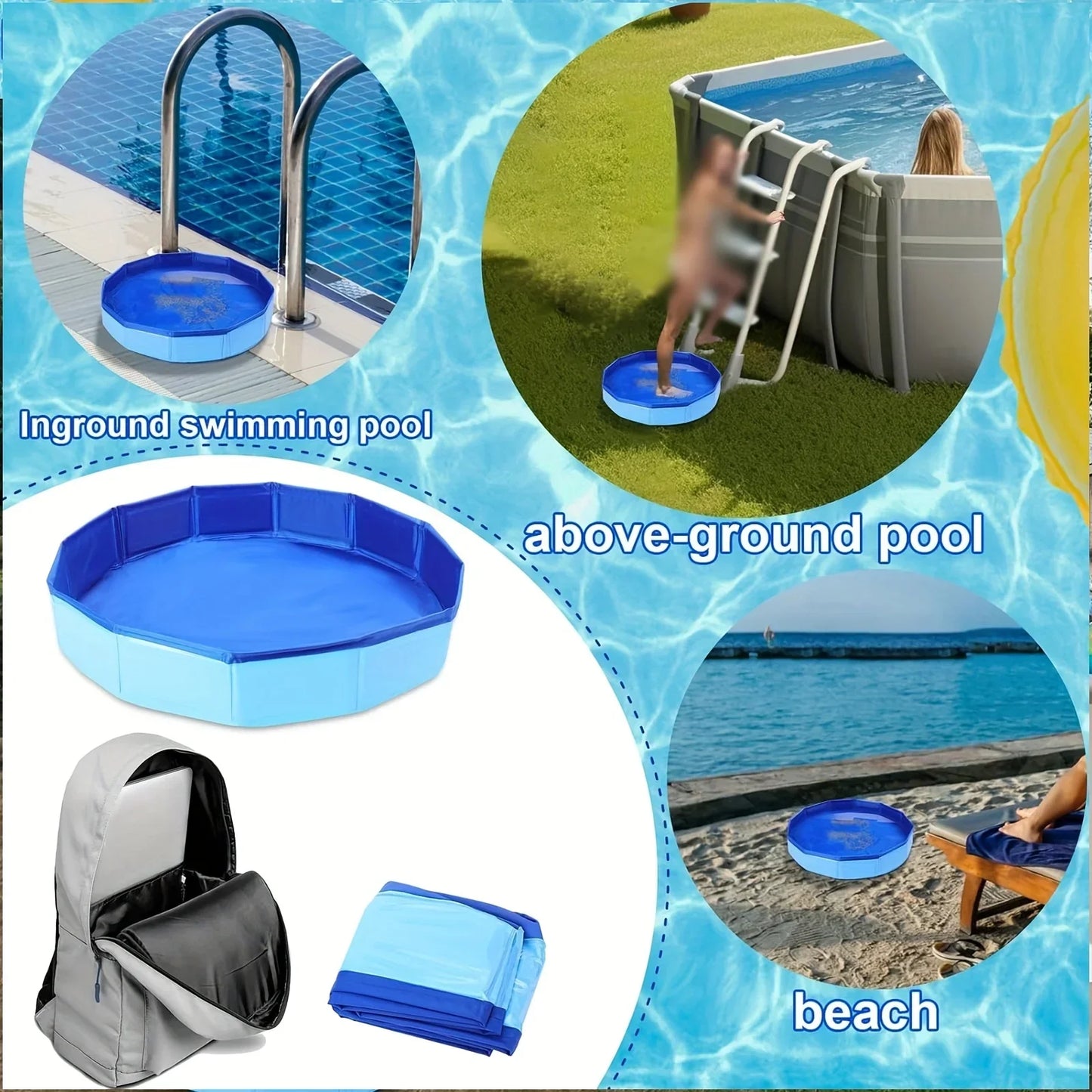 Portable Folding Foot Rinse Bucket for Pool & Outdoor Use