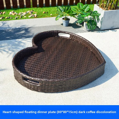 Rattan Floating Breakfast Tray – Pool & Outdoor Multi-Use