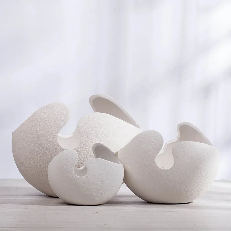 Nordic White Ceramic Egg Shell Vase – Minimalist Home Decor