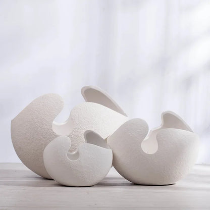Nordic White Ceramic Egg Shell Vase – Minimalist Home Decor