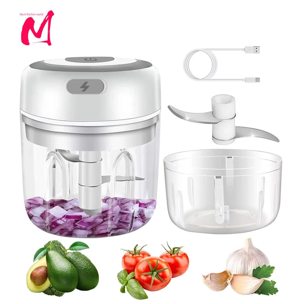 Electric Mini Garlic Chopper – 380ml USB Rechargeable