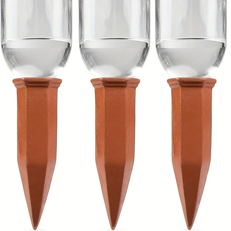 4-Pack Terracotta Plant Watering Stakes – Auto Irrigation