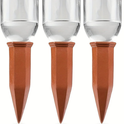 4-Pack Terracotta Plant Watering Stakes – Auto Irrigation