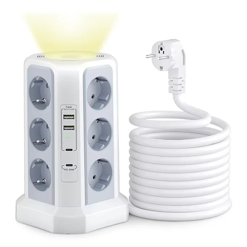 12-in-1 Power Strip USB-C Night Light | 4000W
