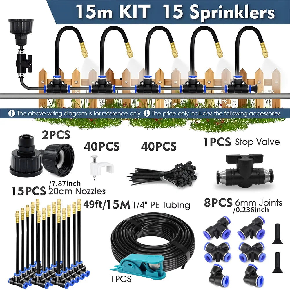 Outdoor Misting Cooling System with 360° Adjustable Nozzles