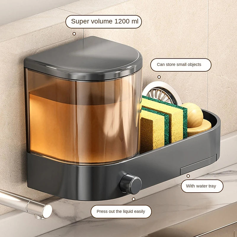 Wall Mounted Soap Dispenser With Sponge Holder