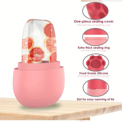 Ice & Glow Dual-Action Face & Eye Roller Set – Silicone Ice Roller + Facial Brush
