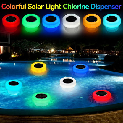 Solar Pool Chlorine Dispenser with LED Light – Floater for Pools & Spas