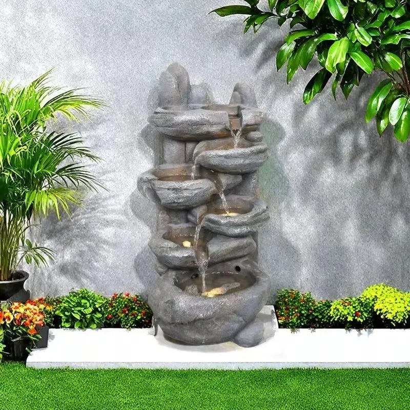 Modern LED Waterfall Fountain – Indoor & Outdoor Relaxing Decor with Pump