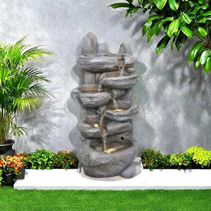 Modern LED Waterfall Fountain – Indoor & Outdoor Relaxing Decor with Pump