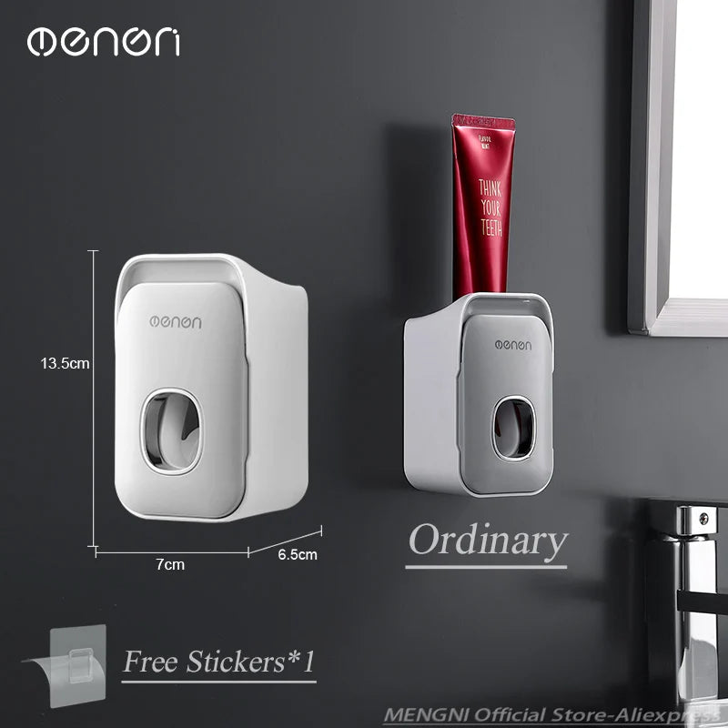 Automatic Wall-Mounted Toothpaste Dispenser with Toothbrush Holder