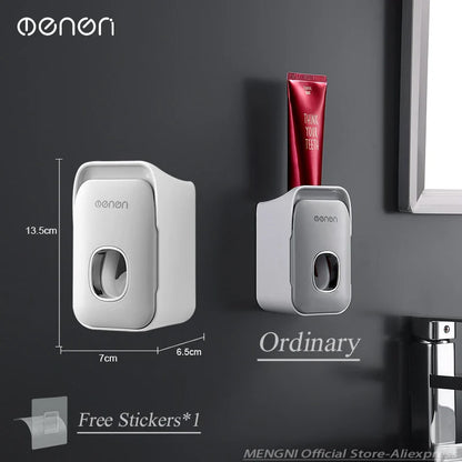 Automatic Wall-Mounted Toothpaste Dispenser with Toothbrush Holder