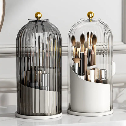 Rotating Makeup Brush Organizer With Lid