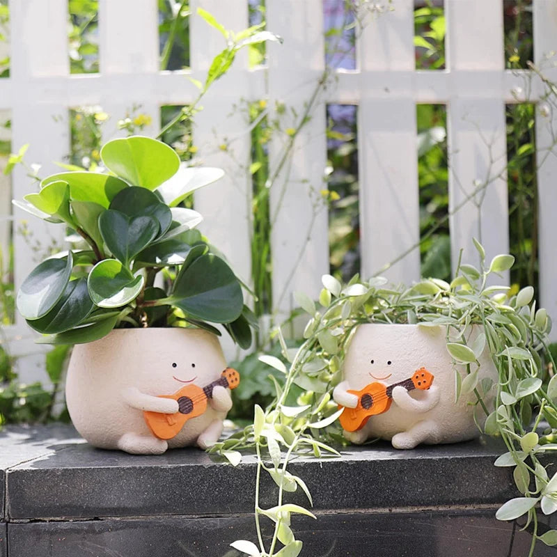 Smiley Face Resin Planter Pot – Cute Indoor & Outdoor Succulent Pot