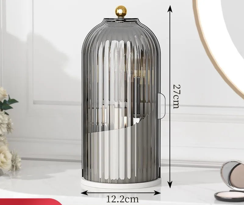 Rotating Makeup Brush Organizer With Lid