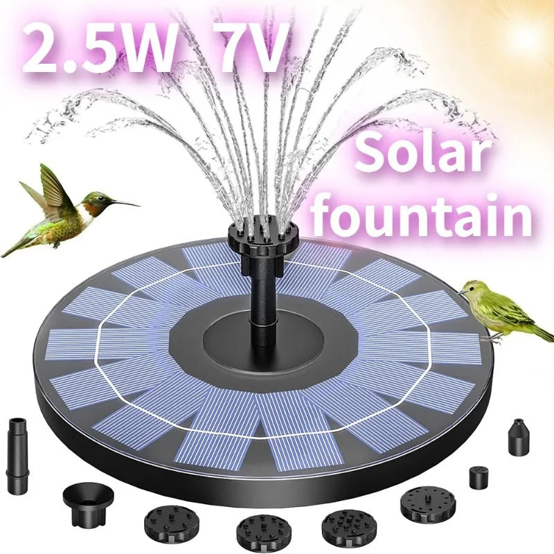 Solar Garden Fountain Pump – 6 Spray Nozzles Outdoor Bird Bath