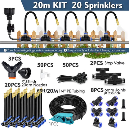 Outdoor Misting Cooling System with 360° Adjustable Nozzles