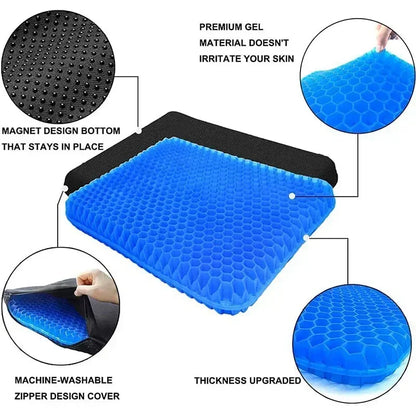 Gel Seat Cushion – Soft & Breathable Chair Pad for Back & Hip Comfort