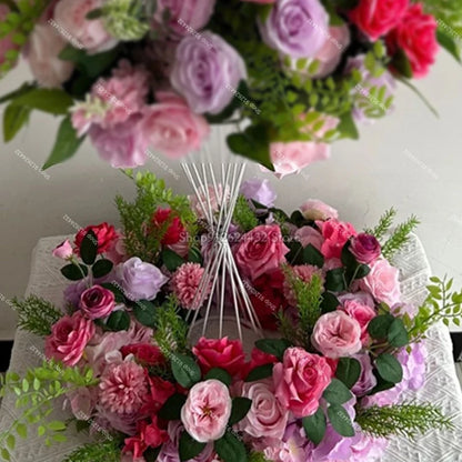 Silk Rose Flower Runner – Wedding & Event Decor (Pink / Hot Pink / Purple)