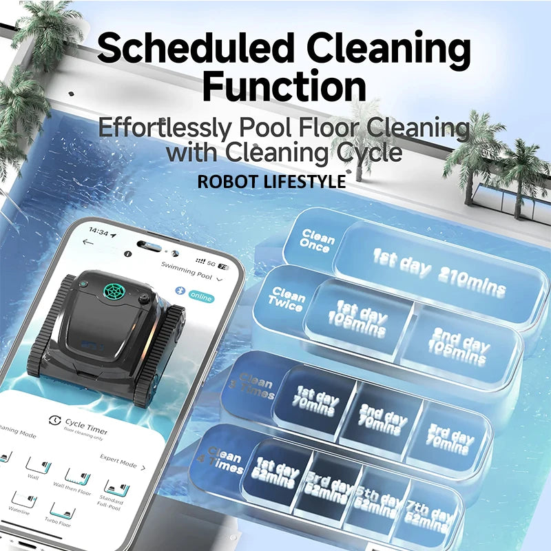 Smart Cordless Pool Cleaning Robot S2 – App Control & Wall Climbing