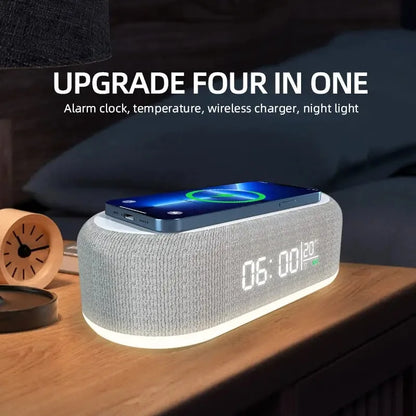 3-in-1 Wireless Charging Alarm Clock LED Lamp Thermometer