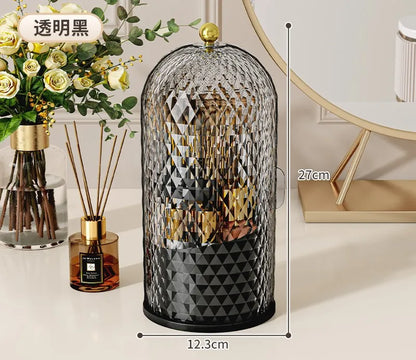 Rotating Makeup Brush Organizer With Lid