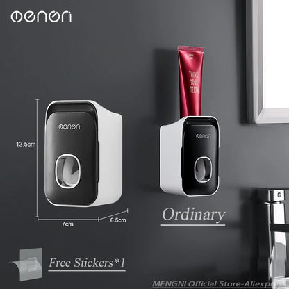 Automatic Wall-Mounted Toothpaste Dispenser with Toothbrush Holder