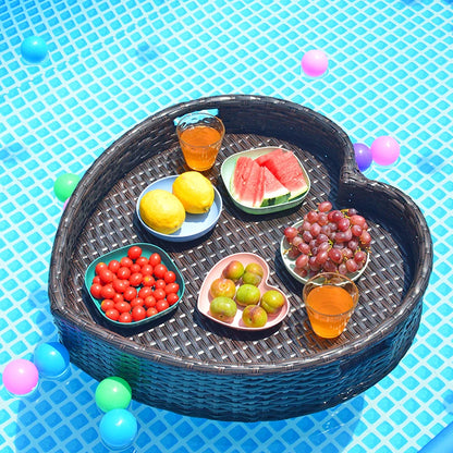 Rattan Floating Breakfast Tray – Pool & Outdoor Multi-Use