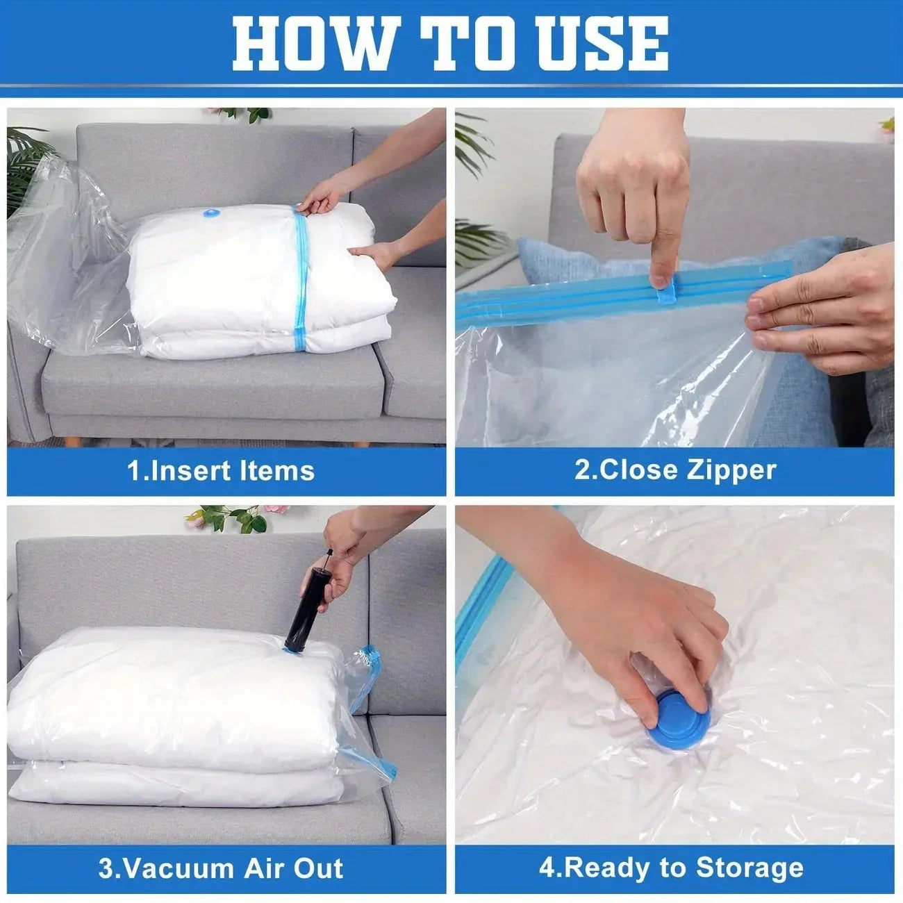 Vacuum Storage Bags – Space-Saving, Reusable Organizer