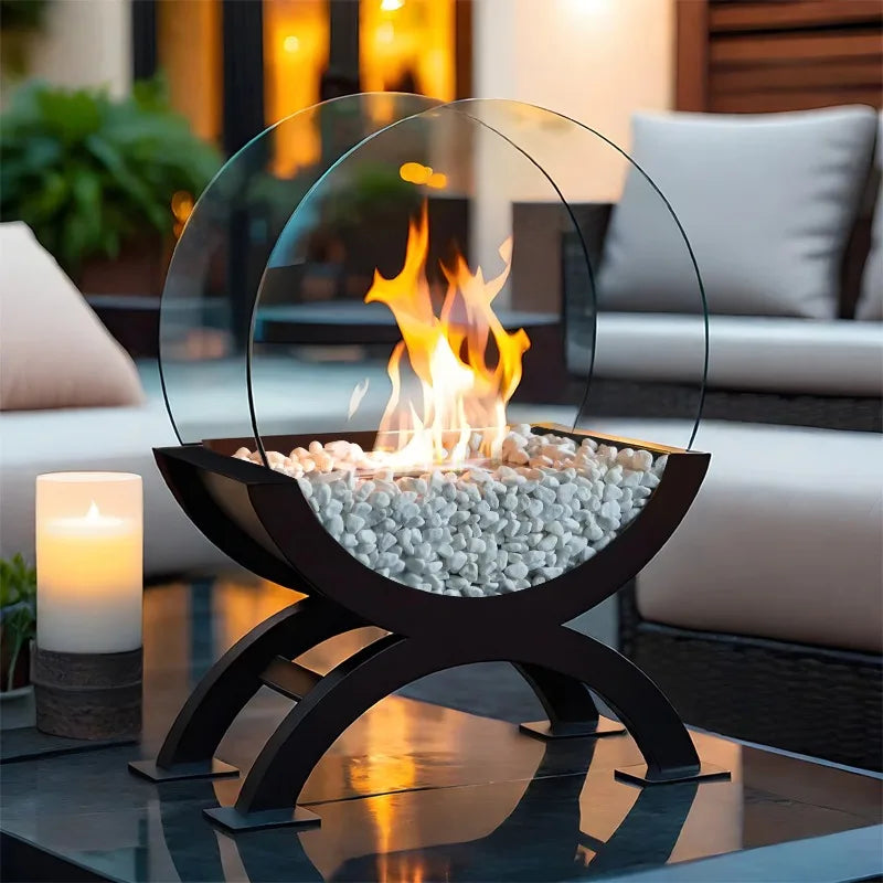 Modern Black Table Ethanol Fireplace – Indoor & Outdoor Decor Fire Pit