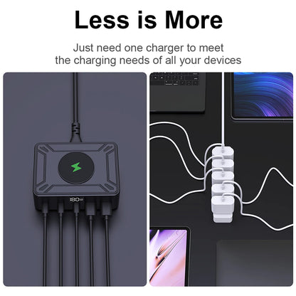 205W GaN Desktop Charger 5 Port USB-C PD Fast Charging Station