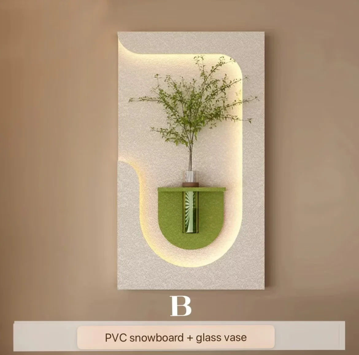 Modern Wall Lamp with Hanging Green Plants & Art