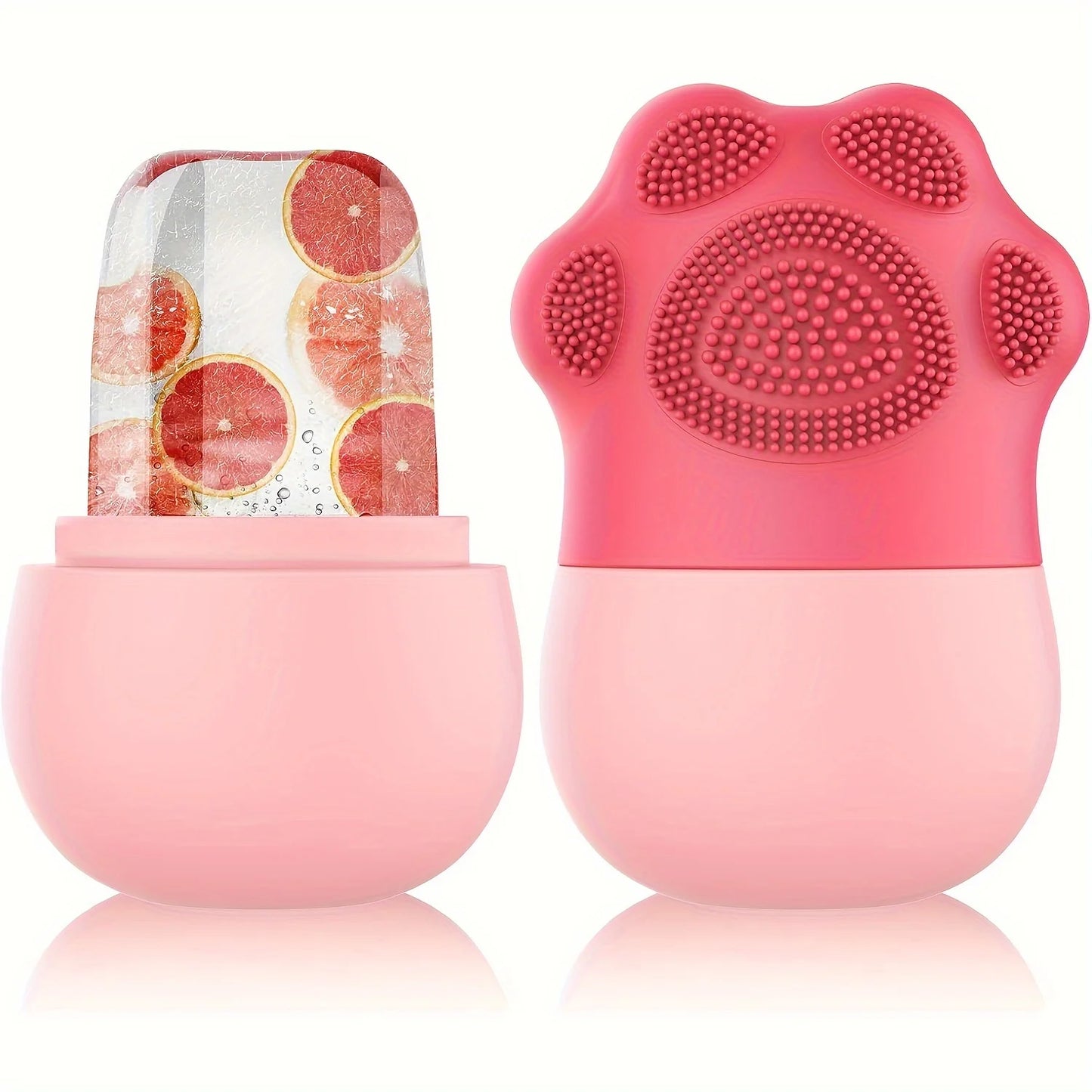Ice & Glow Dual-Action Face & Eye Roller Set – Silicone Ice Roller + Facial Brush