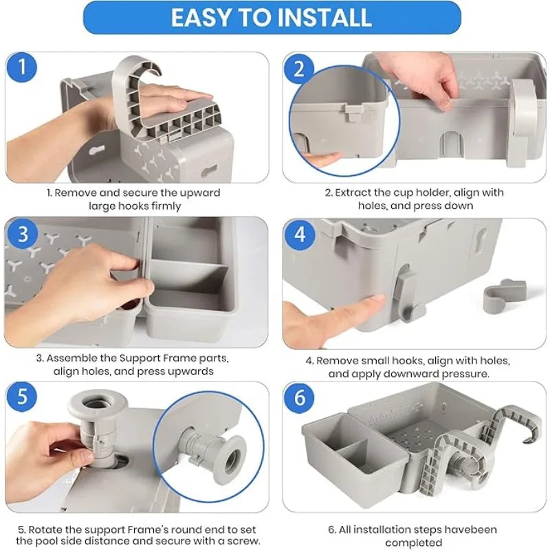 Poolside Cup & Tool Organizer – Above Ground Pool Accessory